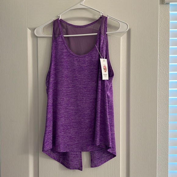 Purple workout top. Split back. New with tags. Small. - Picture 1 of 3